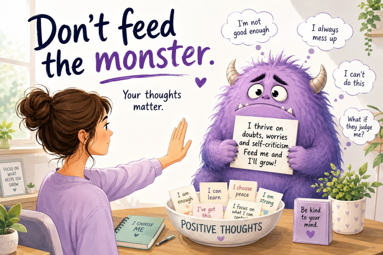 Self Talk. Dont feed the monster. Sarah Malone Coaching